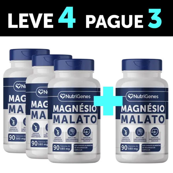 MAGNÉSIO MALATO 90 CÁPSULAS - LEVE 4 PAGUE 3