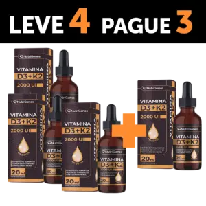 VITAMINA D3 + K2 - 2000 UI - LEVE 4 PAGUE 3